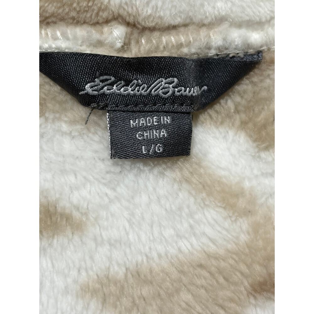 Eddie Bauer Fleece Pullover Womens Large Cream Taupe Aztec Quarter Zip Cozy - Picture 3 of 5